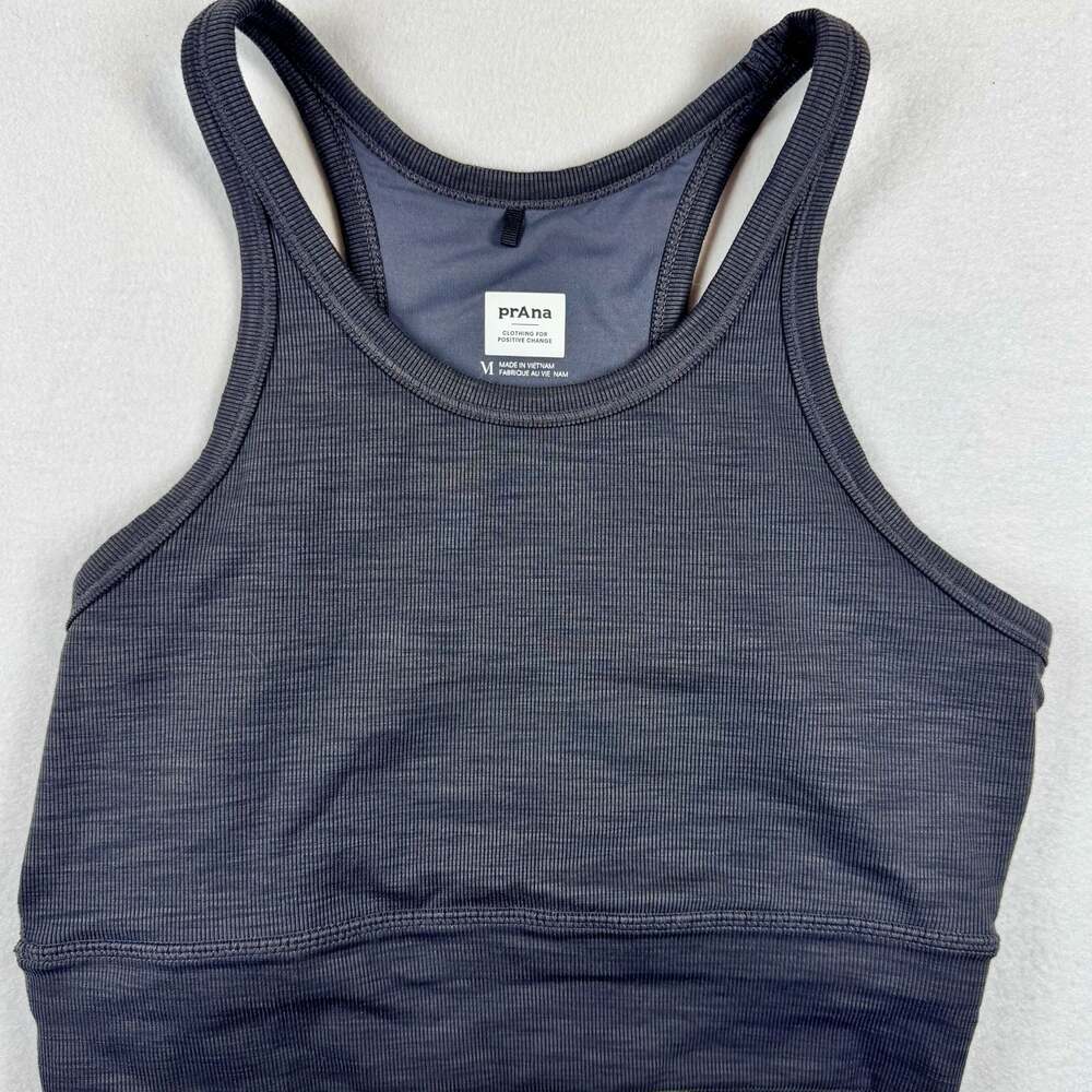 prAna Becksa Bralette in Black Heather Ribbed Crop Top - Size Medium